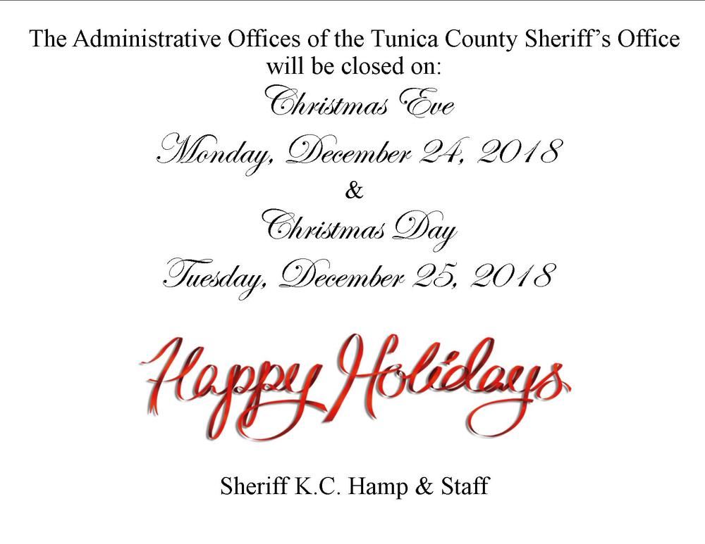 Office Closing December 24th and 25th