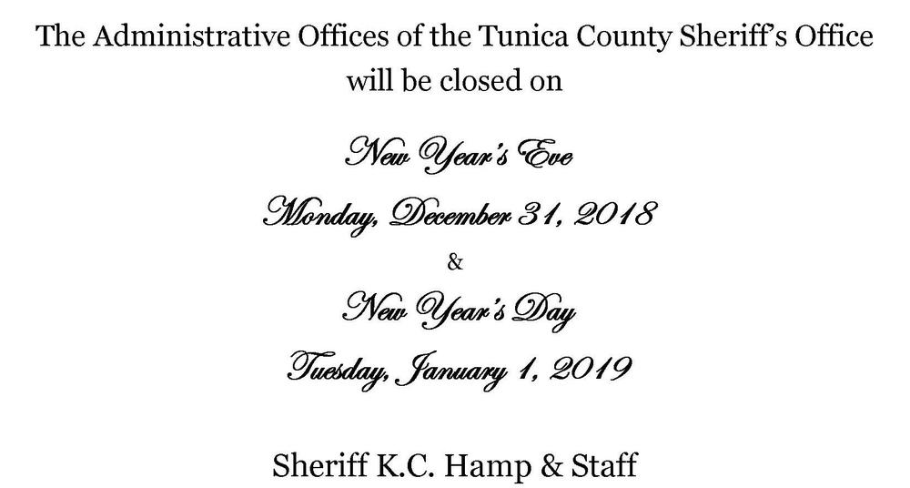 Office Closed January 1st