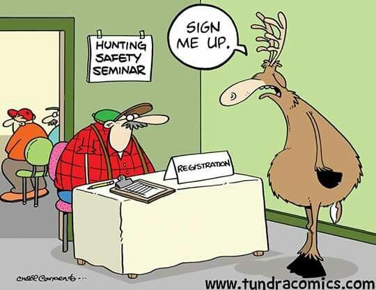Hunting Safety meeting cartoon comic.
