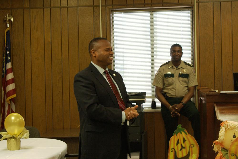 Sheriff Hamp giving a speech.