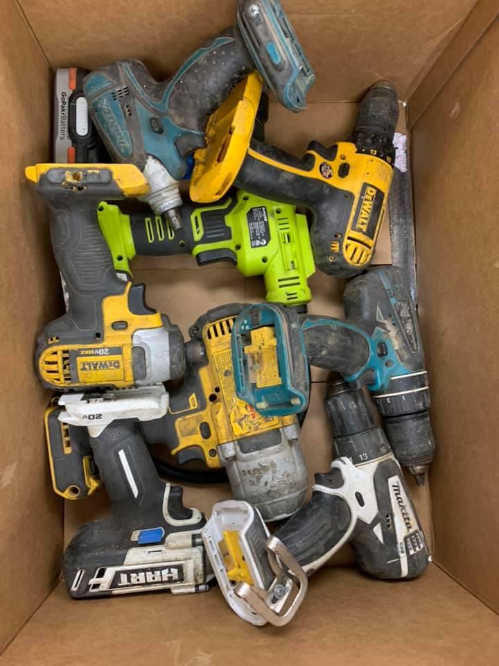 box of power drills.