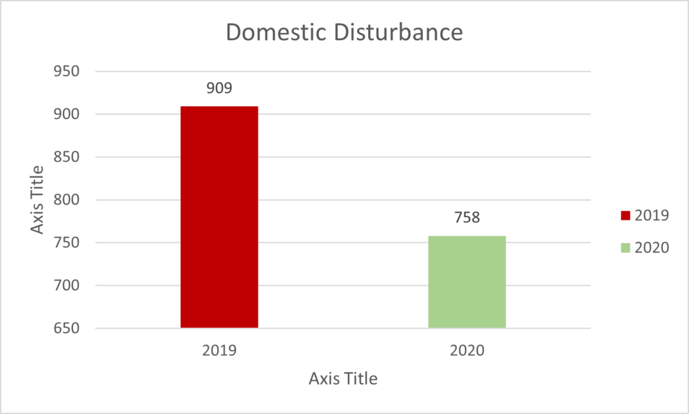Domestic Distrubance bar graph showing a marginal decrease since 2019.