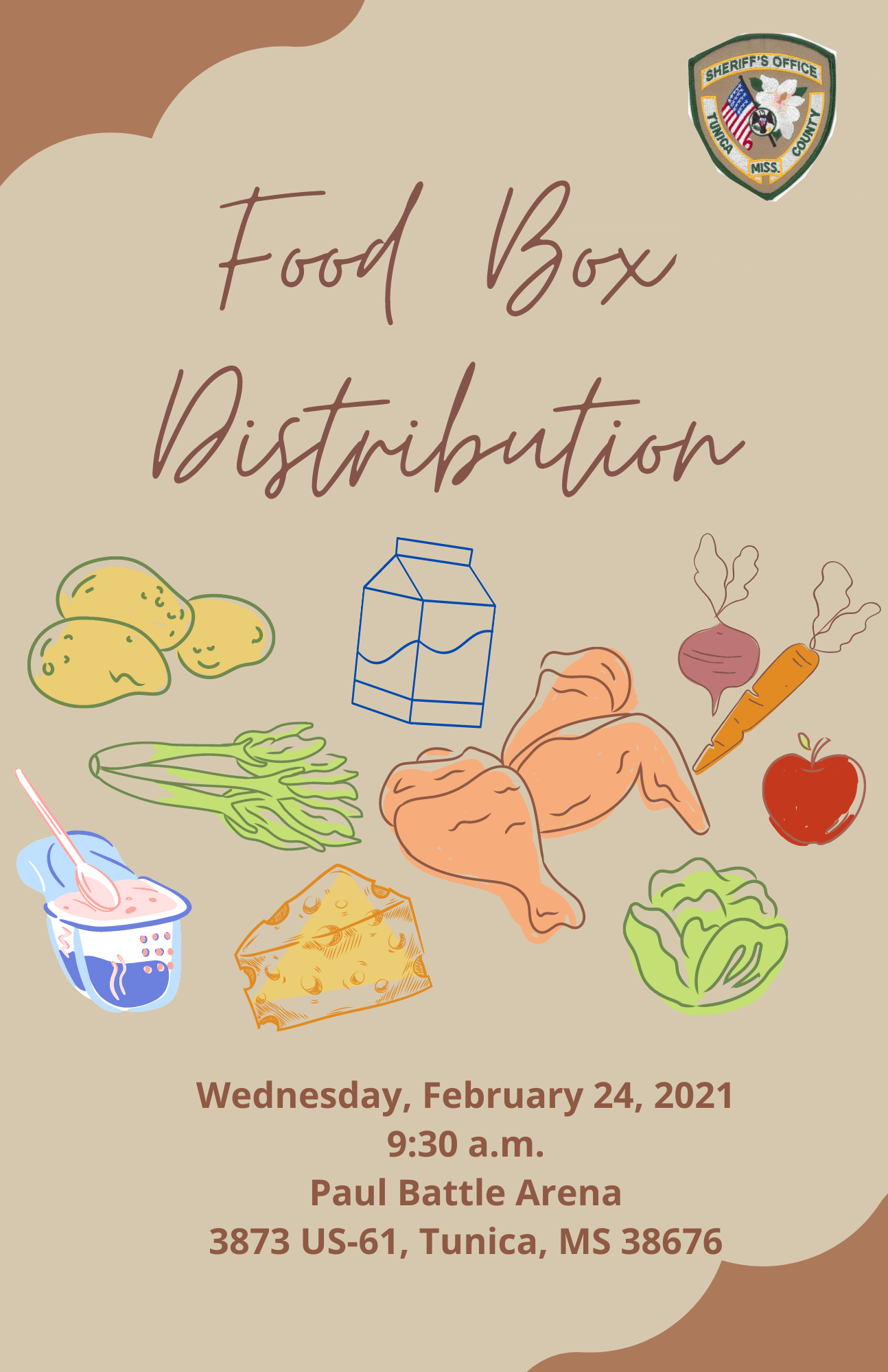 Food Box Distribution flyer - info listed above