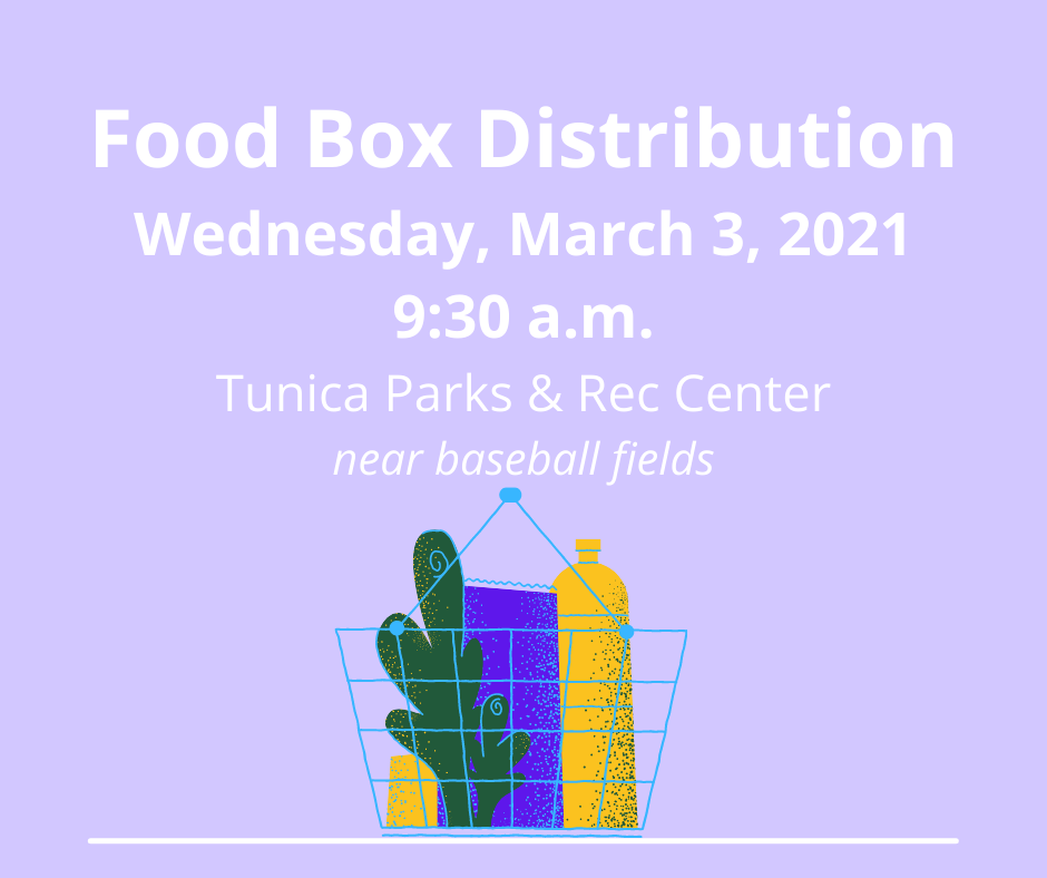Food Box Distribution with cartoon grocery basket