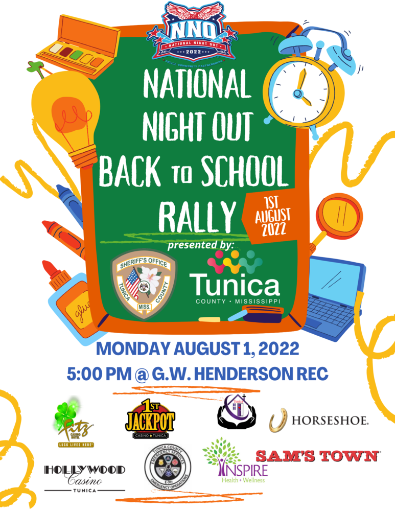 flyer for NNO on Aug 1 at Rec Center