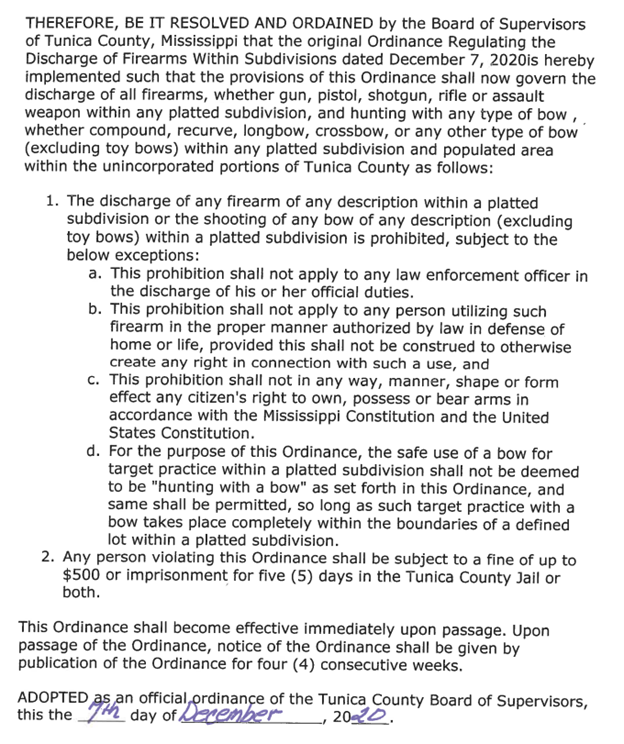 Firearm Ordinance Resolutions